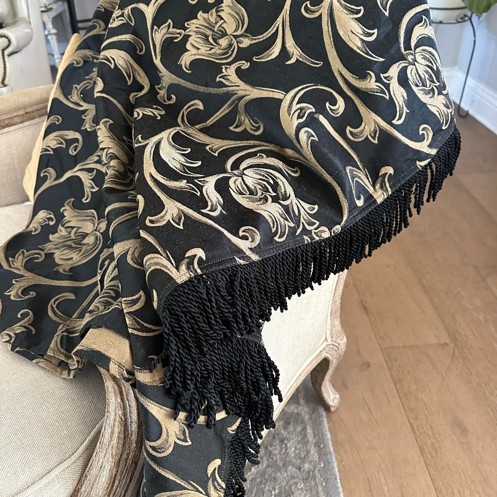 French Country Black and Gold Tapestry Throw
